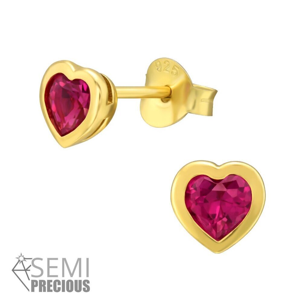 14K Gold Vermeil Heart Stud Earrings | Semi-Precious